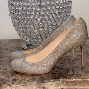 Fifille Glitter Mini Round toe heels in Ivory